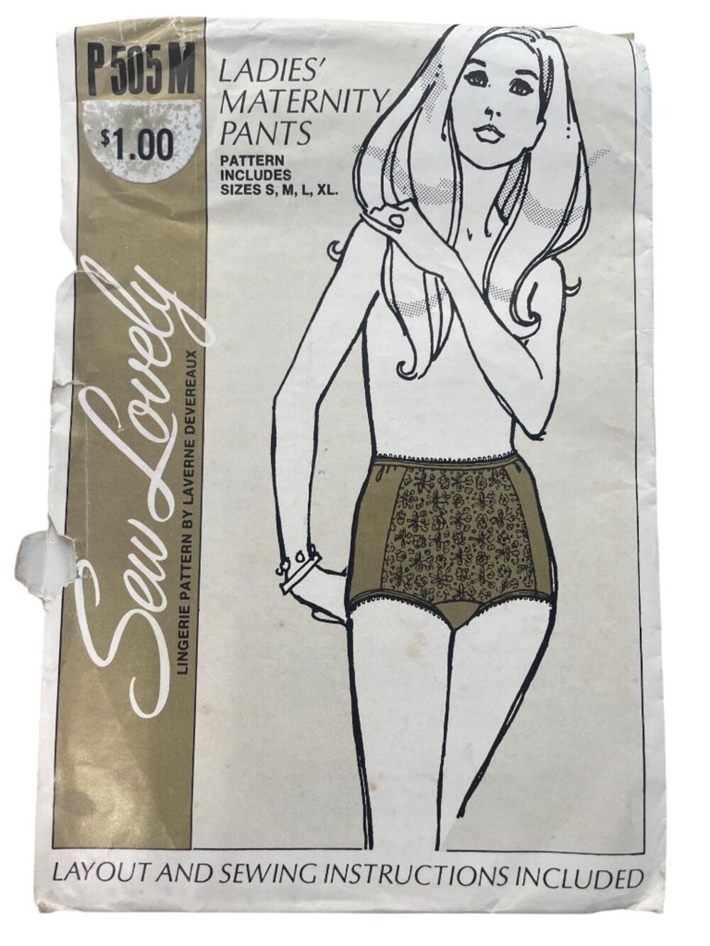 Vintage 70s Sew Lovely P505M Ladies Maternity Pants Pattern Small-XL Retro CUT
